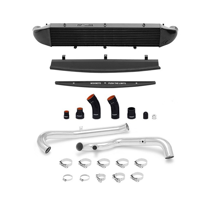 Kit intercooler Ford Fiesta ST Performance, 2014+ , Plata, Manguitos Negros, tuberías pulidas