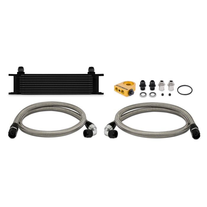 Kit radiador universal 10 filas Termostático Negro