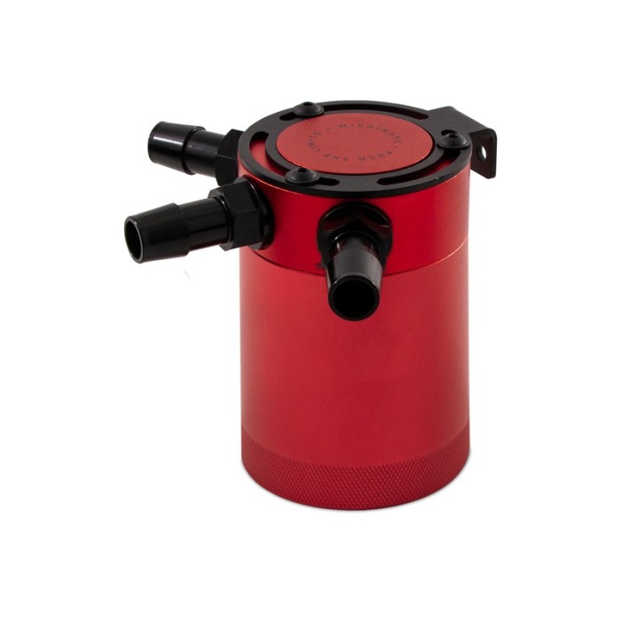 Mishimoto Compact Baffled Oil Catch Can, 3-Puertos, Rojo