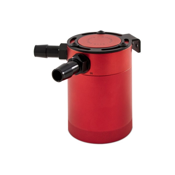 Mishimoto Compact Baffled Oil Catch Can, 2-Puertos, Rojo
