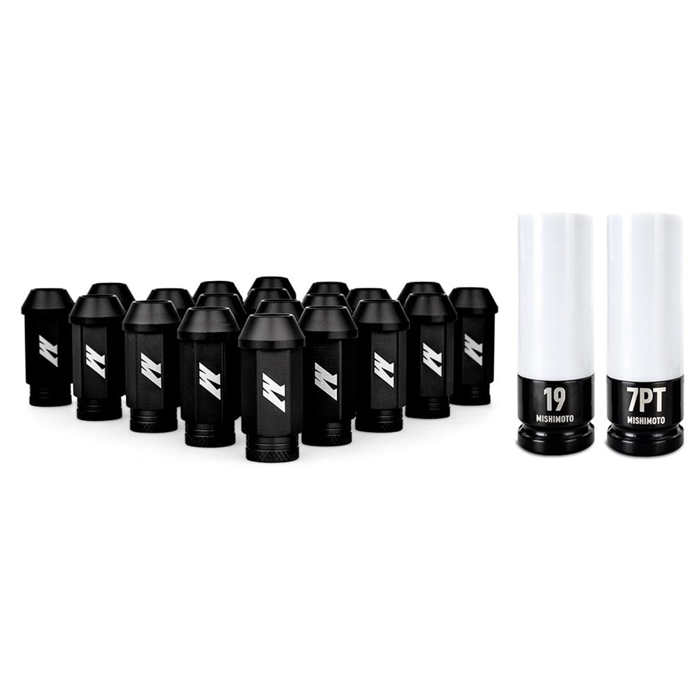 Aluminum Locking Lug Nuts M12x1.25, 20pc Set, Black