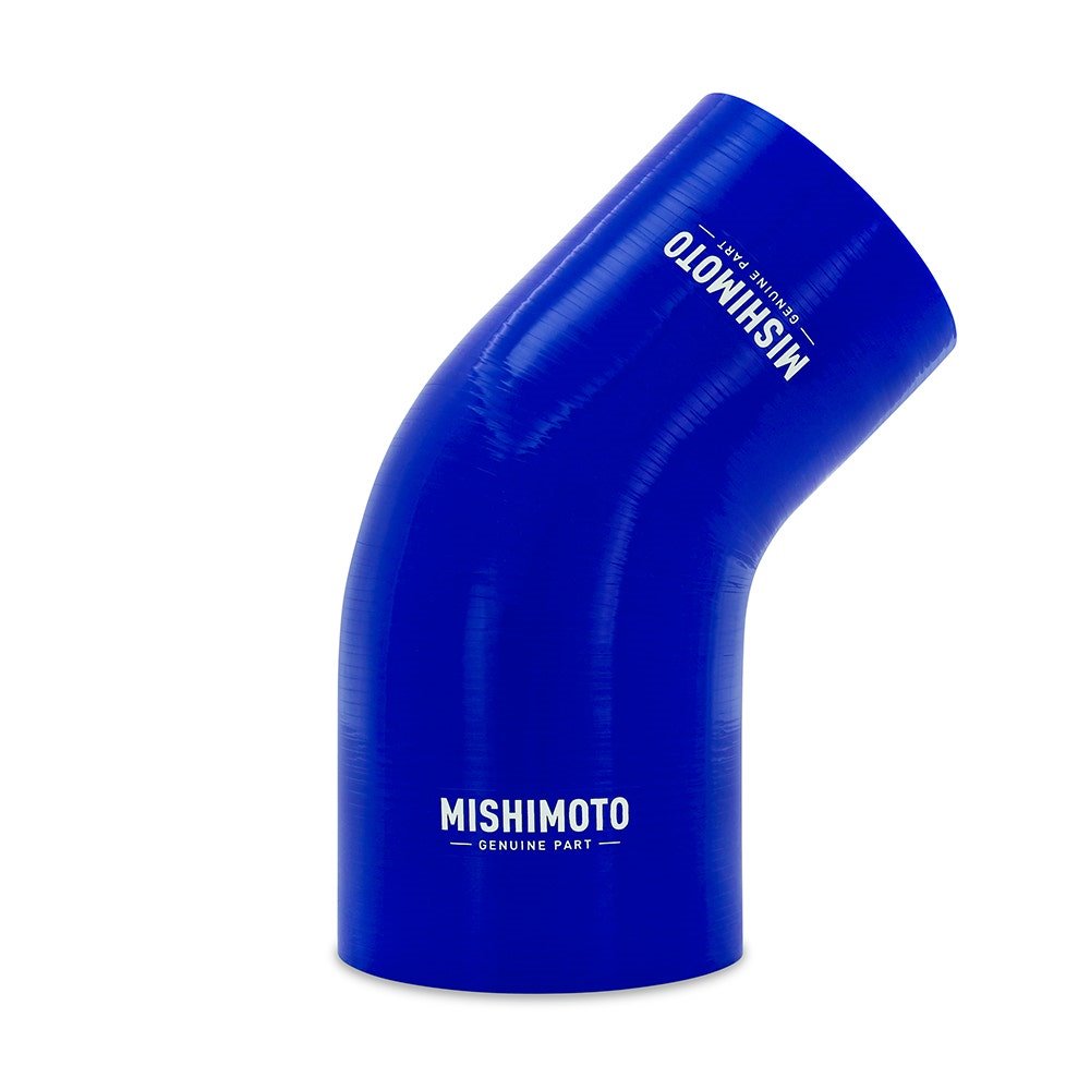 Silicone Reducer Coupler, 45 Degree, 3â€ to 3.75â€, Blue